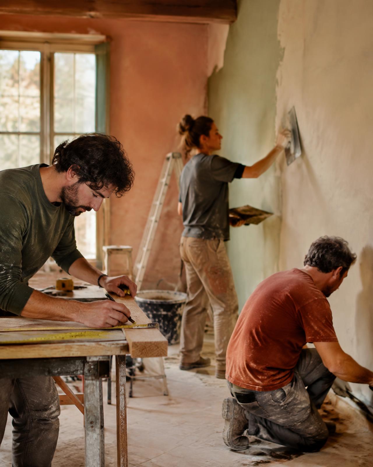 Les artisans de Design Rénovation sur un chantier